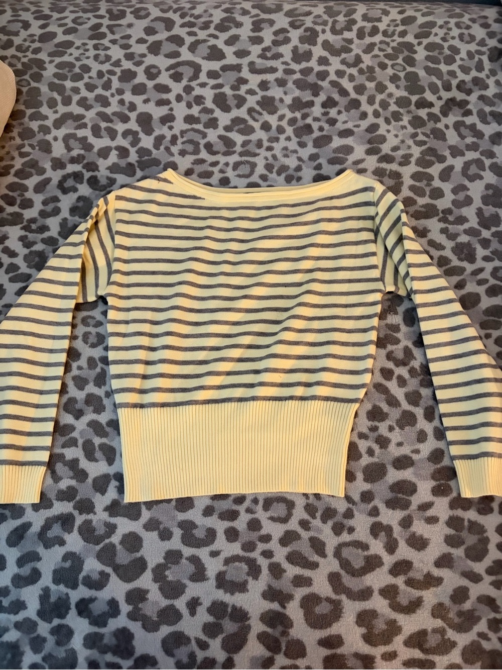 Striped Yellow off the shoulder Women's Sweater